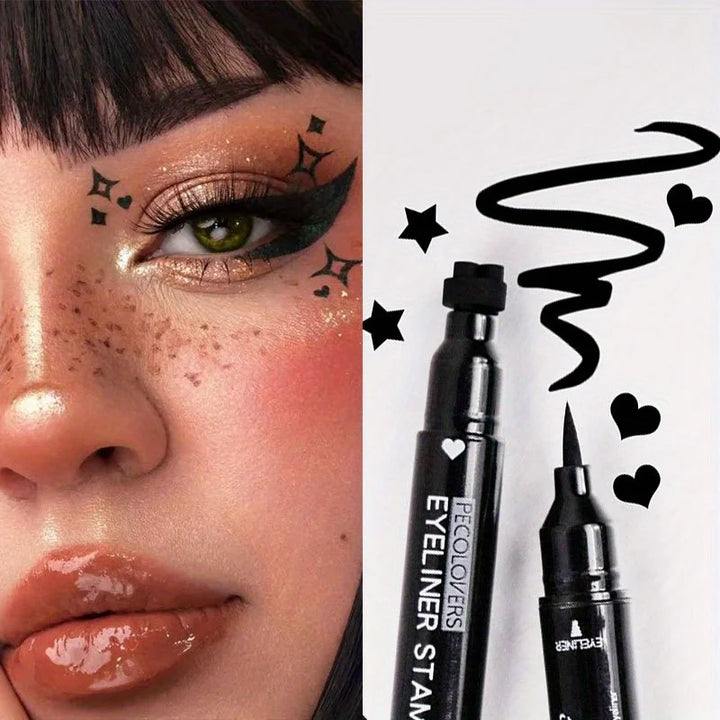 Star Liquid Eyeliner Black Moon Stamp Eye Liner Pencil 2 in 1 Waterproof Long-lasting Easy Applying Eye Eyeliner Pen Makeup