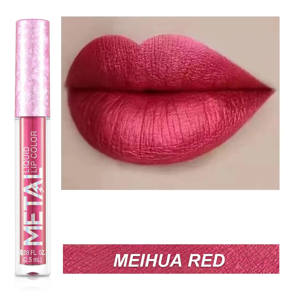 Metallic No-stick Cup Lip Gloss Glitter Matte Moisturizing Waterproof Long Lasting Lip Glaze Liquid Lipstick Lip Makeup Cosmetic