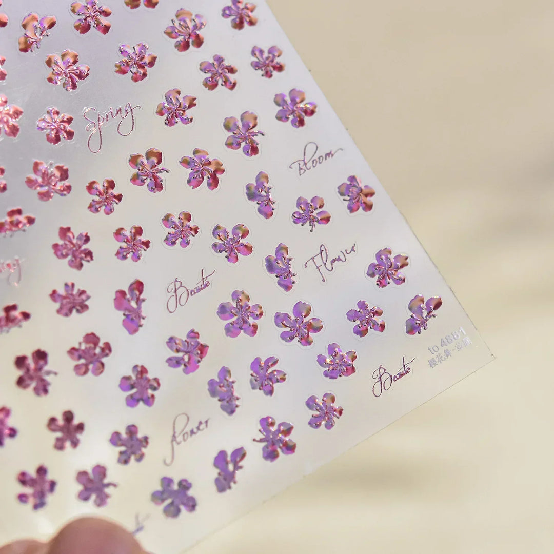 Lace Garden Bowknot Bow Tie Rose Flower Petal Pearl Irregular Border Self Adhesive 5D Nail Art Decoration Sticker Manicure Decal