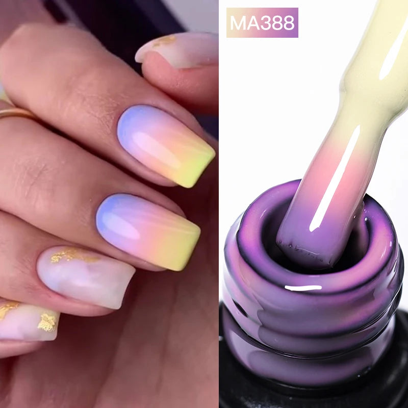 MEET ACROSS 7ml Jelly Nude Shimmer Rubber Base Gel Glitter Pink Purple UV/LED Nail Art Vernis Gel Polish for Manicure Nails DIY