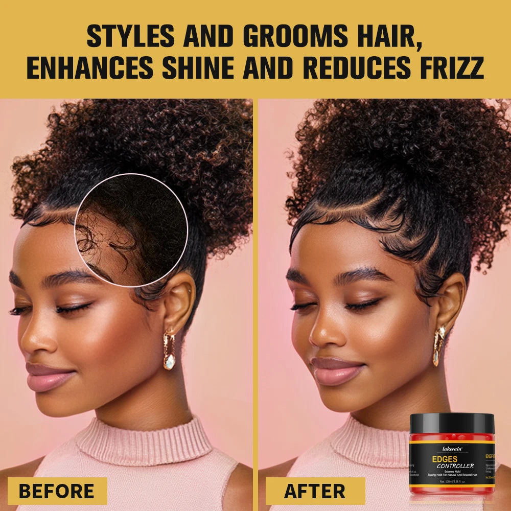 Edge Control Strong Hold Hair Gel Thick Edges Styling Gel Non-Greasy Non-Flaking No White Cast Long Lasting Supports All Hair Ty