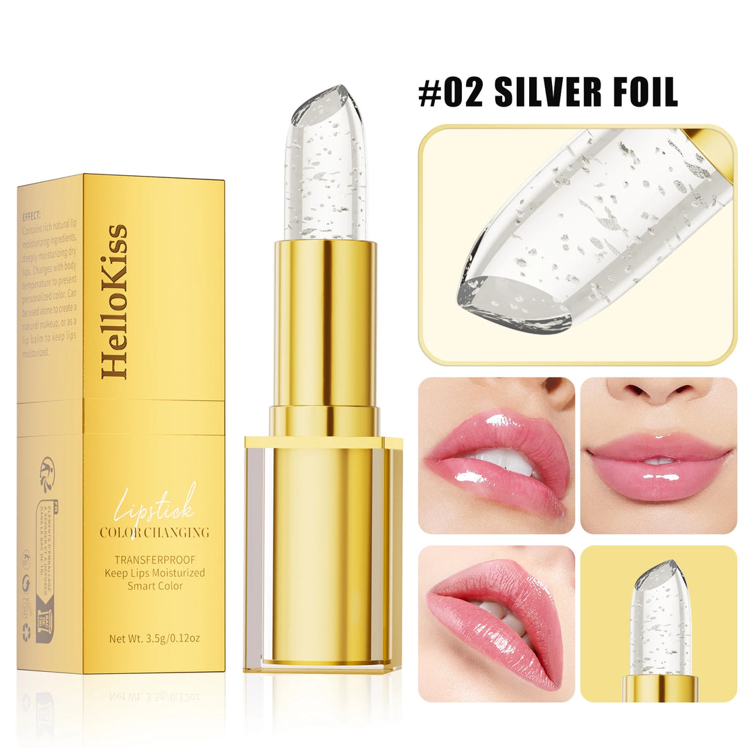 Color Changing Lipstick,Gold Crystal Ph Lipstick Color Changing,Long Lasting 24 Hours Moisturizing Glossy Shine Lip Gloss