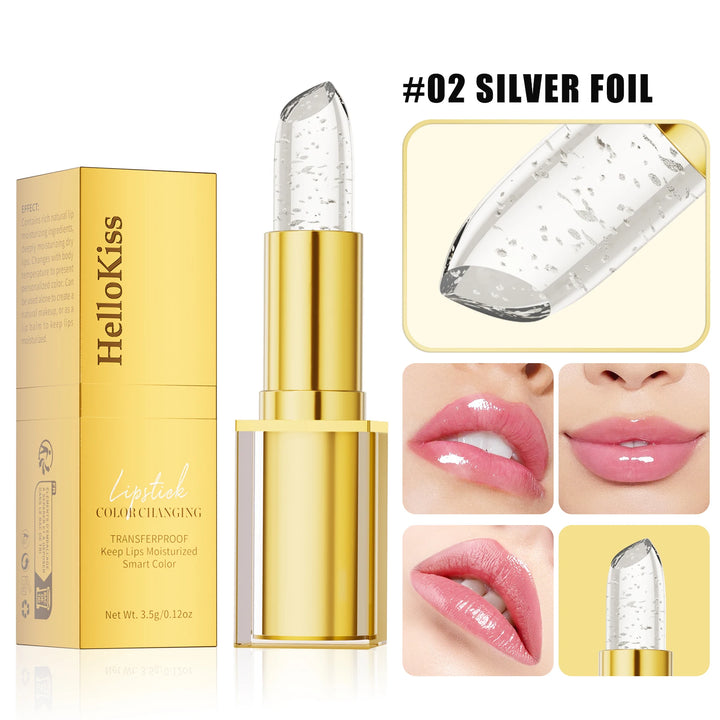 Color Changing Lipstick,Gold Crystal Ph Lipstick Color Changing,Long Lasting 24 Hours Moisturizing Glossy Shine Lip Gloss