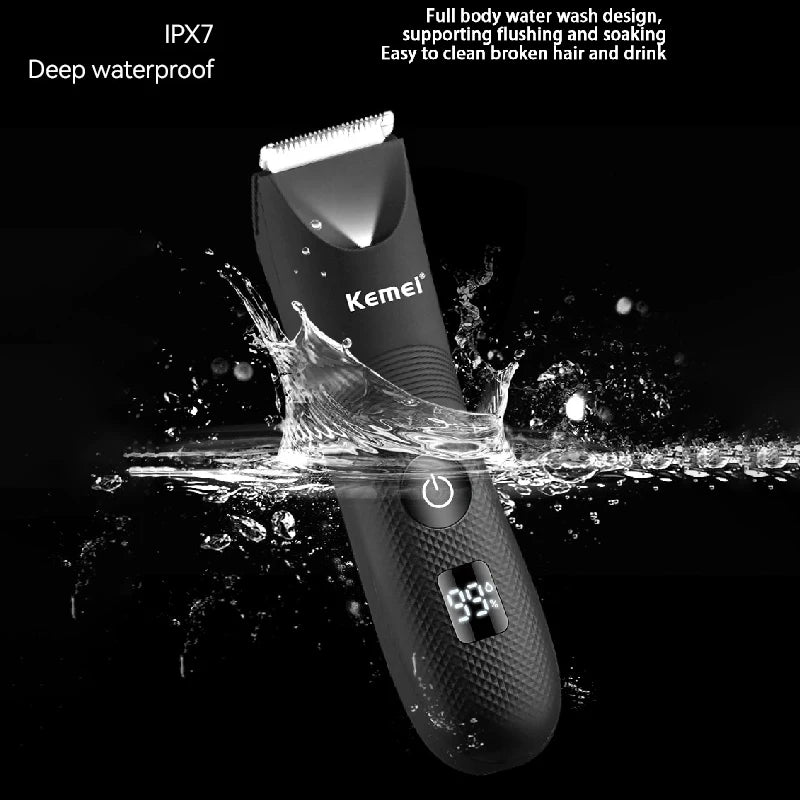 Kemei Groin Body Trimmer For Men And Women Shaver Electric Facial Beard Bikini Hair Trimmer Washable Pubic Ball Hair Remover