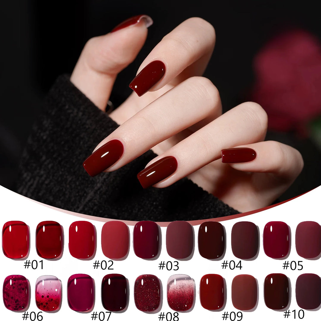 12ML 1-21PCS Autumn Nails Red through half the Sky Cat Eye Nail Glue Halloween New Whitening Glass Bead Cat Eye Nail Polish