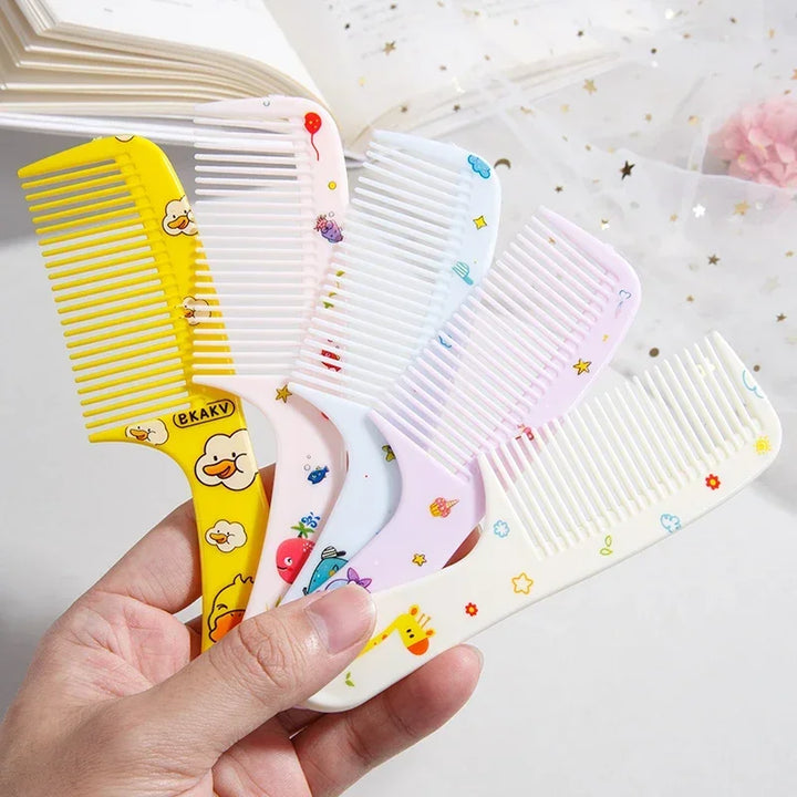 2pcs Cute Cartoon Animal Pattern Hair Comb Set, Fine Tooth Rat Tail Comb,  Baby Comb,Wide-Tooth Detangling Brush, Finishing Comb