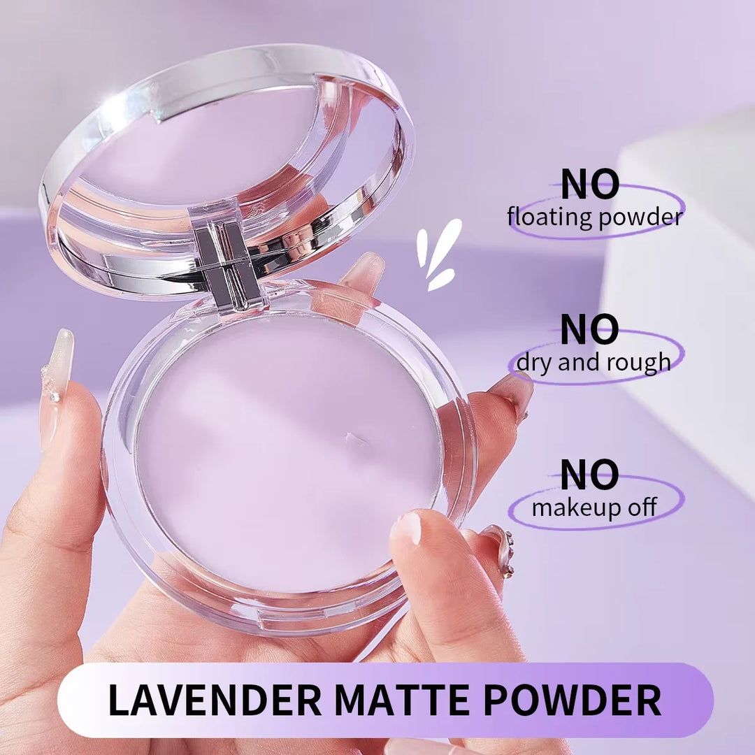 Lavender Pressed Powder Matte Powder Lasting Oil Control Full Coverage Face Compact Setting Powder Makeup Foundation Cosmetics