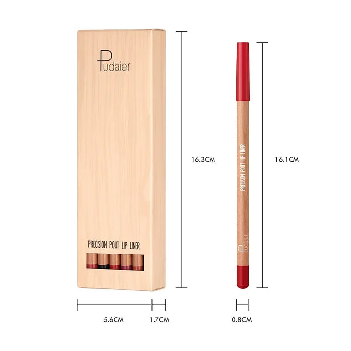Pudaier 12pcs / Set Lip Liner Pen 12 Colors Professional Lipliner Pencil and Matte Lip Non-stick Cup Nude Lipstick Pencil