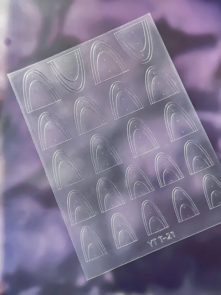 3D Checkered Transparent Spray-painted Nail Art Accessories Sticker French Line Heart-shaped Butterfly Nail Decorations Stickers