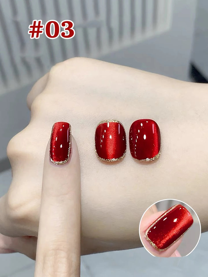 12ML 1-21PCS Autumn Nails Red through half the Sky Cat Eye Nail Glue Halloween New Whitening Glass Bead Cat Eye Nail Polish