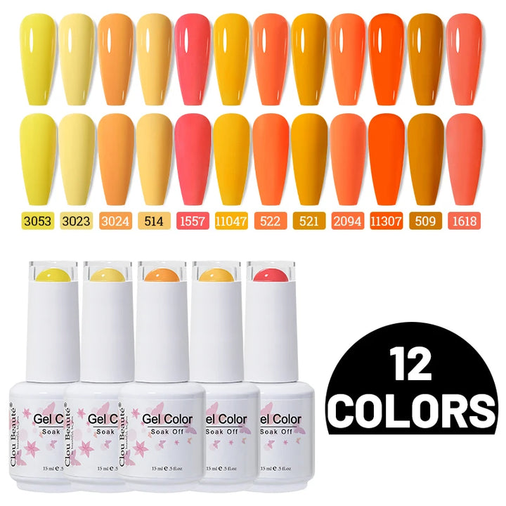 Clou Beaute 10/12/20/24pcs Gel Nail Polish Set Color 15ml White Glass Bottle Nail Art Kit Semi Permanent Gellack Nail Varnish