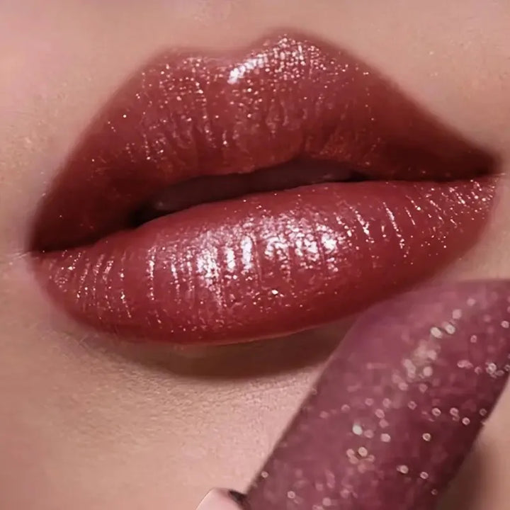 Shimmer Pearlescent Lipstick Long Lasting Waterproof, Moisturizing Plumping Lip Color for Sexy Glamorous Makeup