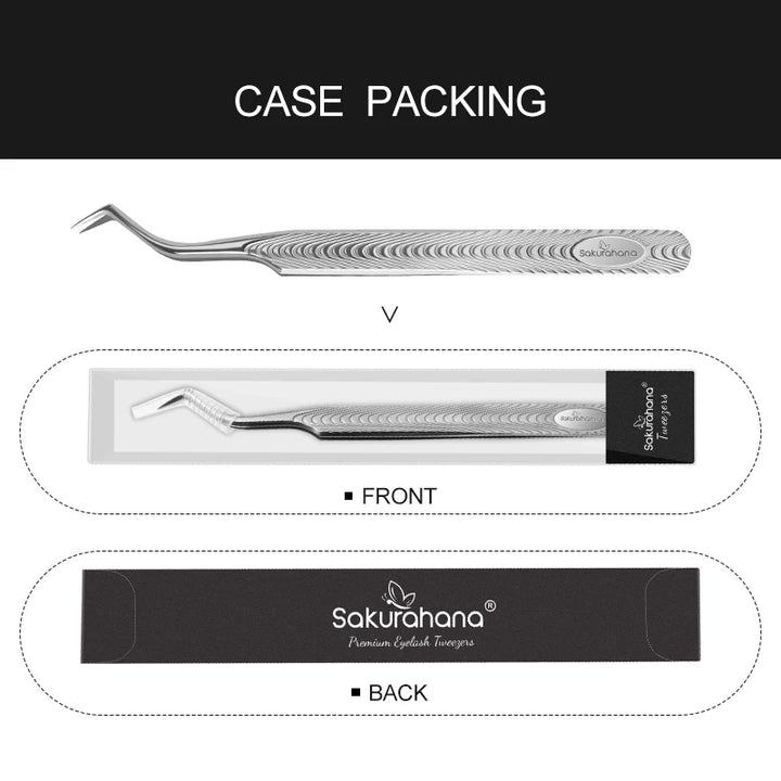 SAKURAHANA Anti-Static Eyelash Tweezers Professional High Precision Volume Extension Stainless Steel Anti-slip Makeup Tool