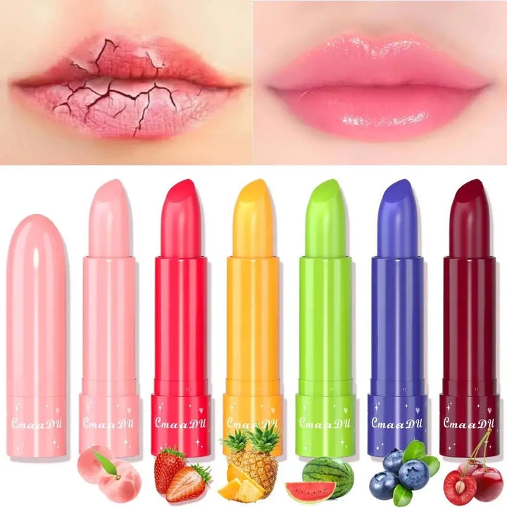 CmaaDu 6 Color Shine Changing Lipstick Waterproof Tinted Lip Balm Fruit Infused Nourishing Glow For Moisturizing Lip Care