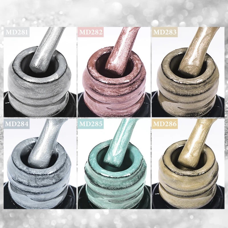 MSRUIOO 8ml Moonlight Cat Magnetic Nail Gel Polish Glitter Pink Silver Semi Permanent French Style Nail Art UV/LED Gel Varnish