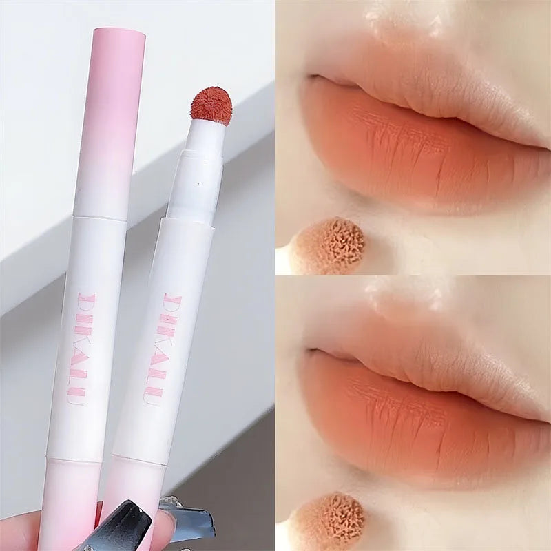 Matte Lip Mud Air Cushion Lips Cream Brick Red Lip Glaze Powder  Lipstick Pen Non-Stick Cup Female Lip Tint Korean Makeup