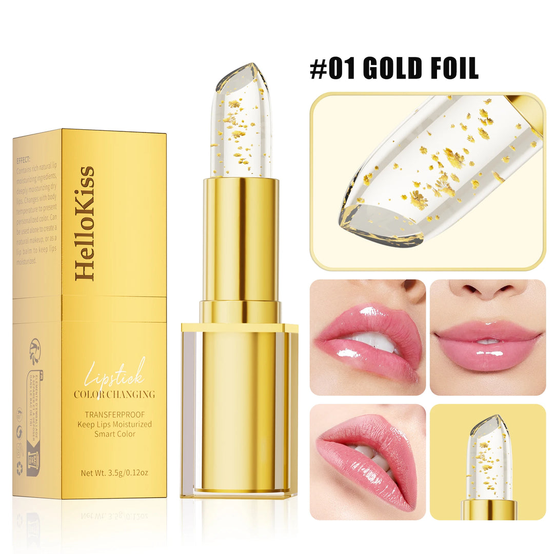 Temperature Color Changing Flower Lipstick Transparent Waterproof Moisturizing Crystal Jelly Pearlescent Lip Balm Cosmetic