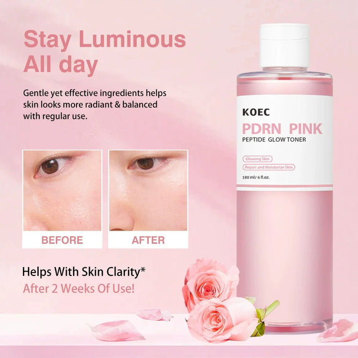 180ml KOEC PDRN Pink Peptide Glow Toner Repairing Moisturizing Smoothing Improve Dark Spots Uneven Tone Increase Skin Barrier