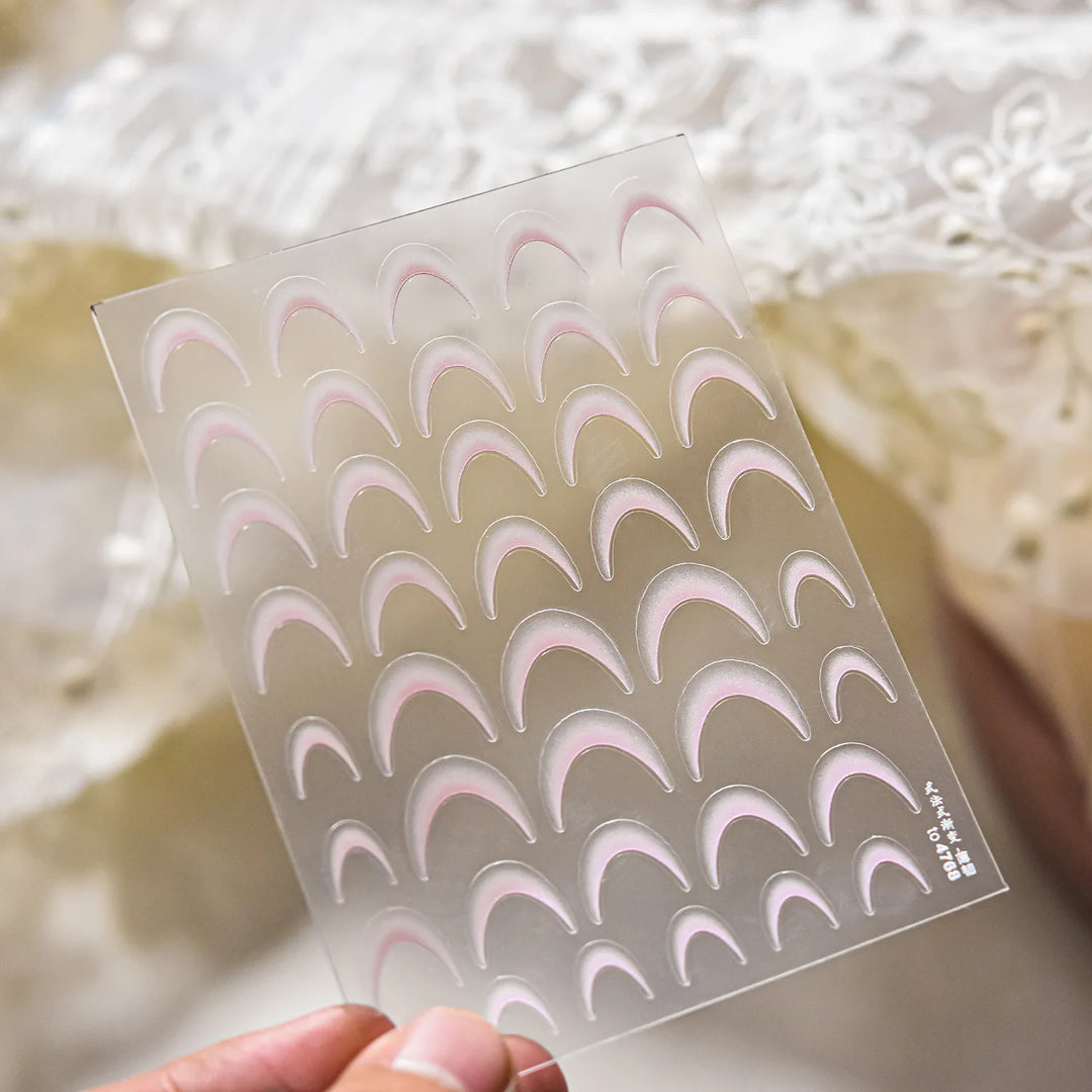1pcs White 5D Pearl Lace Wave Lines Nail Art Stickers Elegant Exquisite Nail Decoration Decals DIY Self Adhesive Transfer Slider