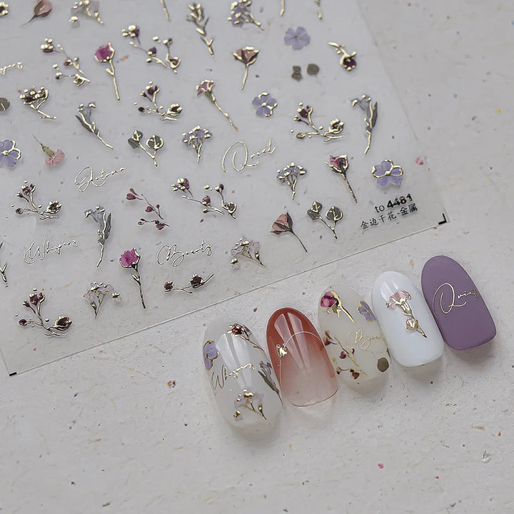 1PCS Crystal Diamond Nail Sticker Mix Pink Swan Flower Frame Butterfly Self Adhesive Nail Art Stickers DIY Cute Decoration Parts