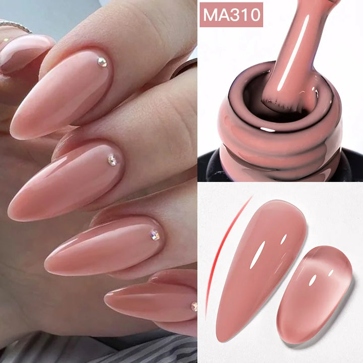 MEET ACROSS 7ml Jelly Nude Shimmer Rubber Base Gel Glitter Pink Purple UV/LED Nail Art Vernis Gel Polish for Manicure Nails DIY