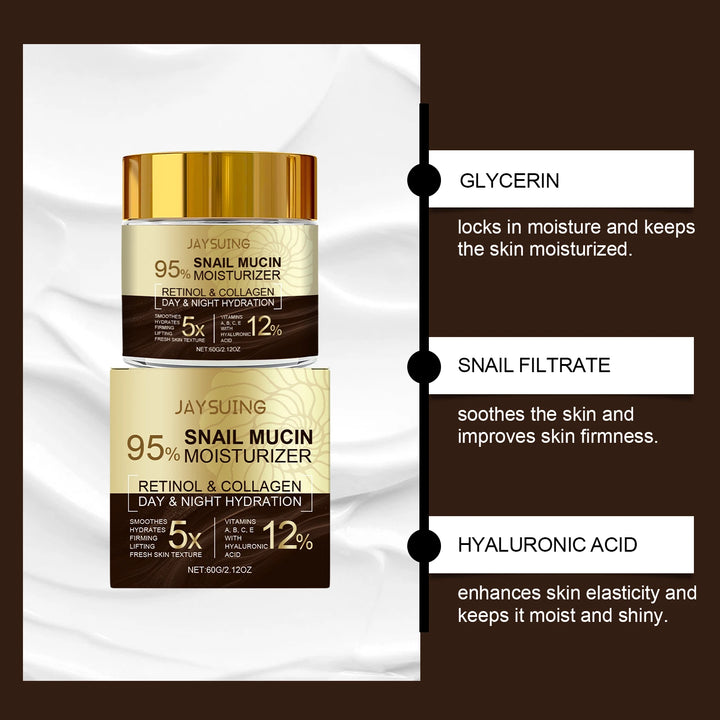 95% Snail Mucin Moisturizer Collagen Rejuvenating Anti Aging Wrinkles Firm Lift Brighten Retinol Hyaluronic Acid Day Night Cream