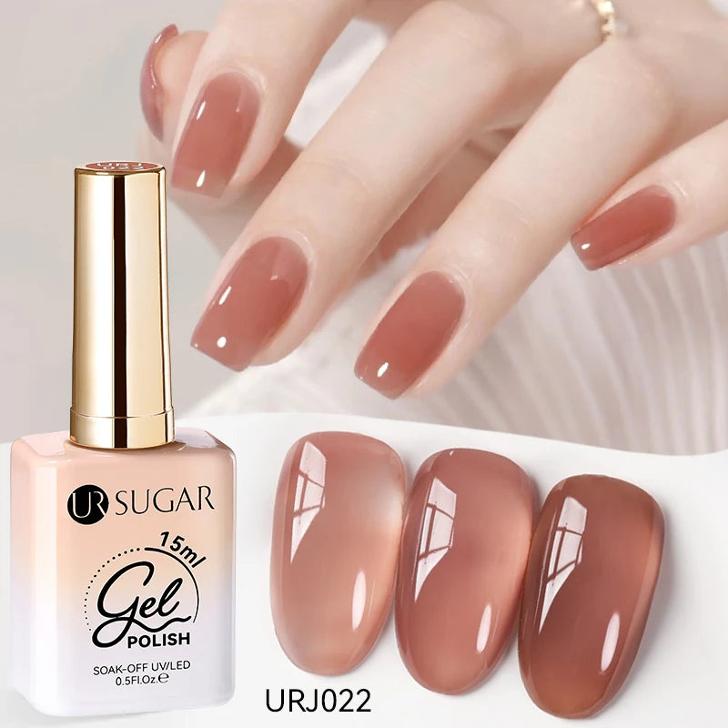 UR SUGAR 15ml Jelly Milky White Translucent Color Gel Polish Semi Permanent UV Gel Nail Art Soak Off Gel Varnish Latest Fashion