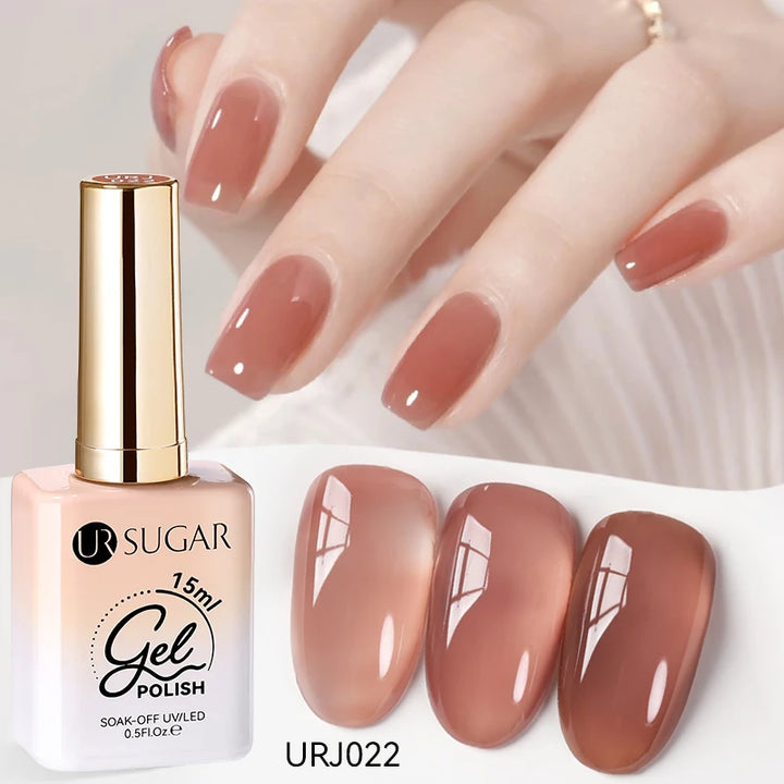UR SUGAR 15ml Jelly Milky White Translucent Color Gel Polish Semi Permanent UV Gel Nail Art Soak Off Gel Varnish Latest Fashion