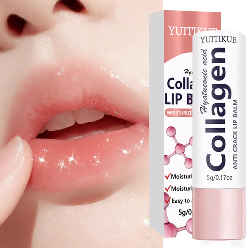 YUITIKUE Collagen Anti Crack Lip Balm | With Hyaluronic Acid | Moisturizing Care For Soft Luminous Lips Easy To Absorb 5g