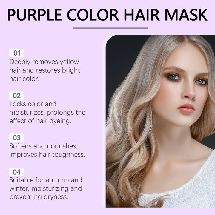 Keratin Purple Hair Mask Deep Conditioning Repair Treatment For Gray Yellowing Hair Anti-Brass Toning Mask Nourish Frizz Control