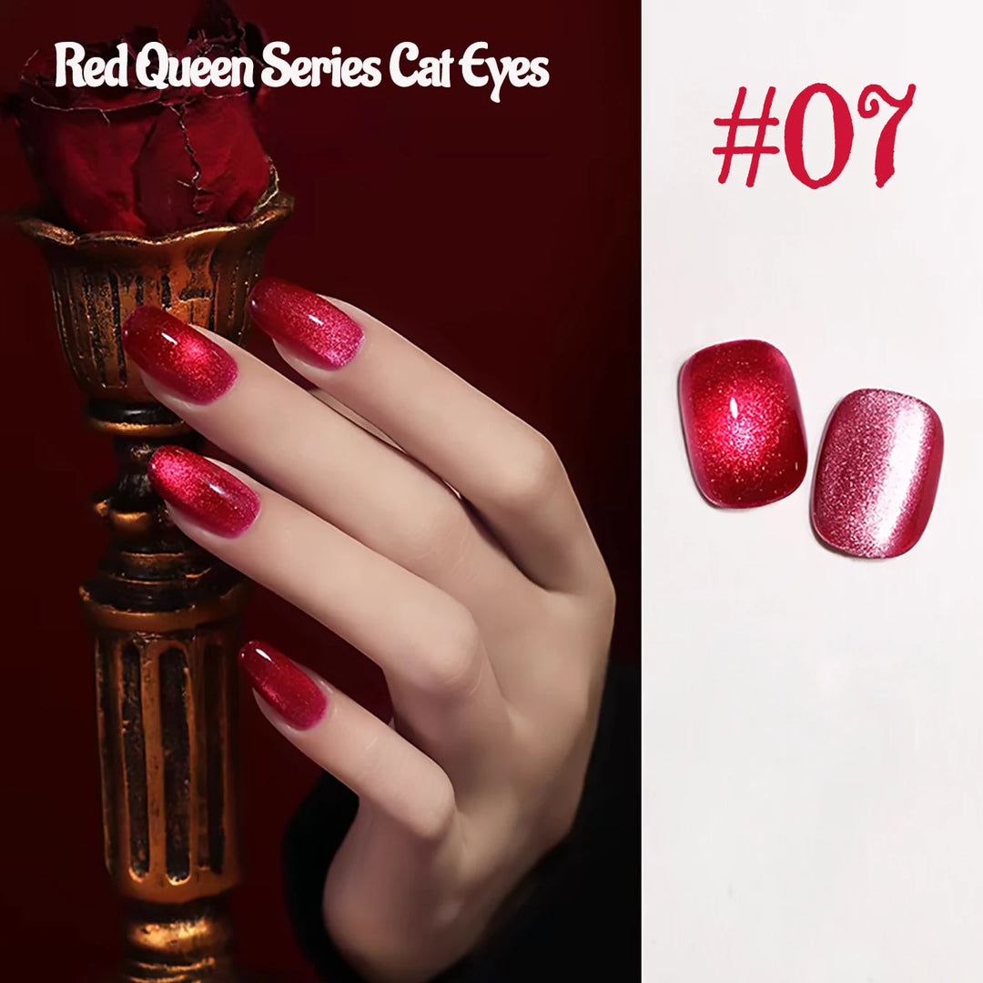 12ML 1-21PCS Autumn Nails Red through half the Sky Cat Eye Nail Glue Halloween New Whitening Glass Bead Cat Eye Nail Polish