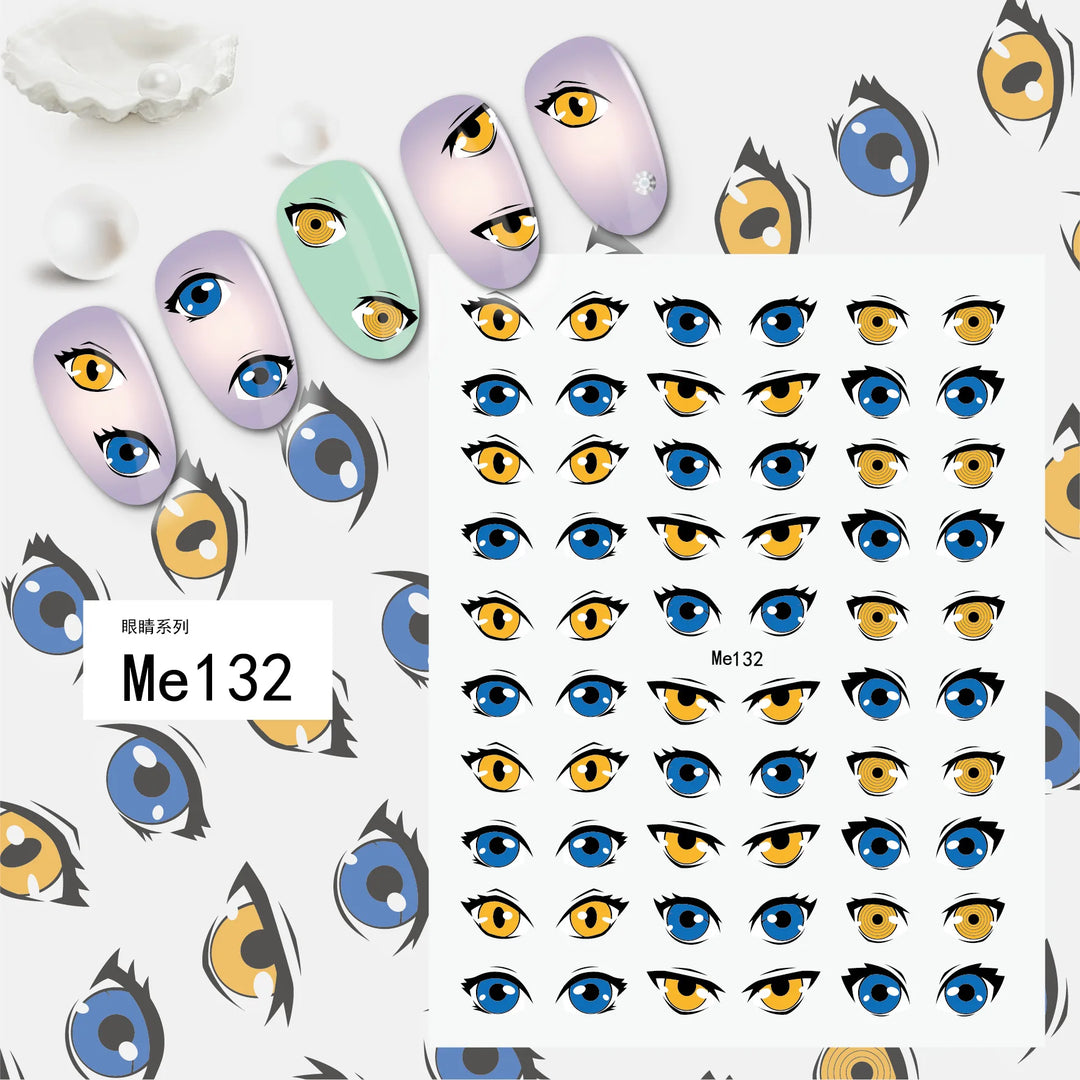 Nail Art Stickers Water Decals Eyes Stripe Nail Art Decorations for Manicure Accessories Press on Nails Foil Stickers and Decals