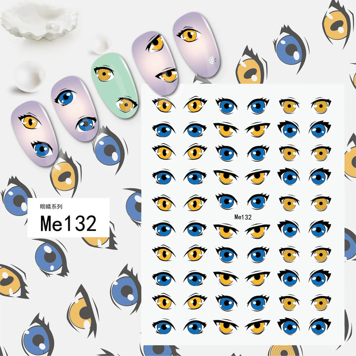 Nail Art Stickers Water Decals Eyes Stripe Nail Art Decorations for Manicure Accessories Press on Nails Foil Stickers and Decals