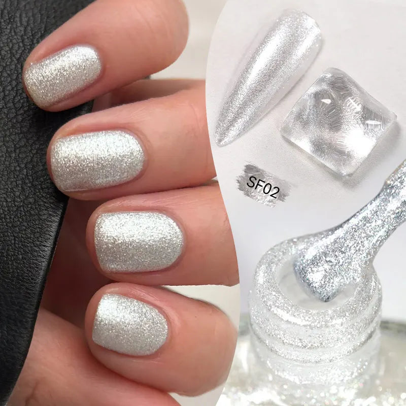 LILYCUTE 7ml Glitter Nail Polish Colorful Bright Sparkling Glitter Pearl Nail Art DIY Decoration No Need of Lamp to Cure