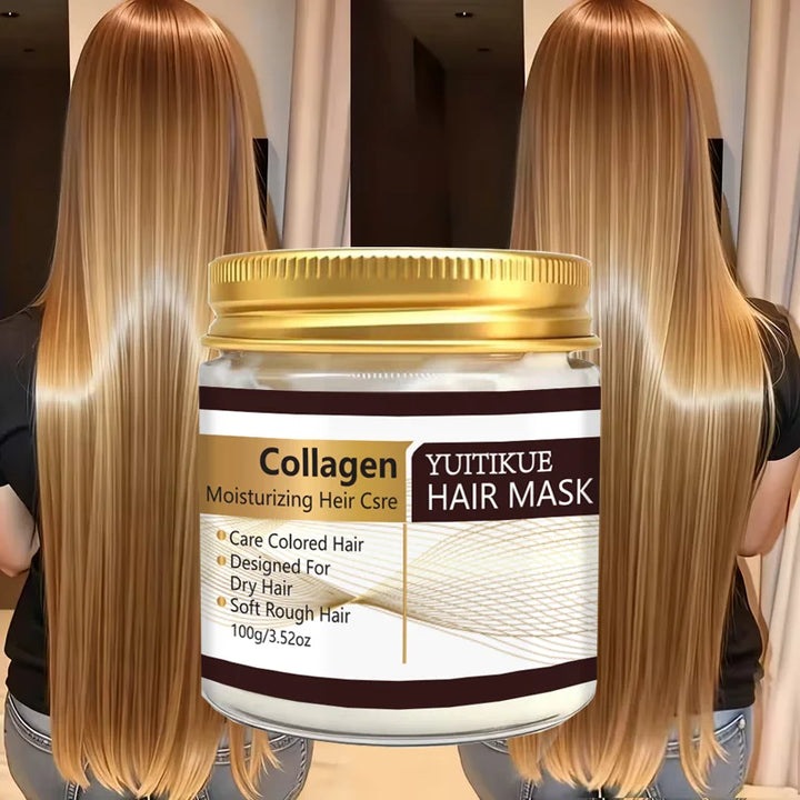 YUITIKUE Collagen Moisturizing Hair Mask - 100g for Dry & Colored Hair, Deep Conditioning to Soften Rough Hair