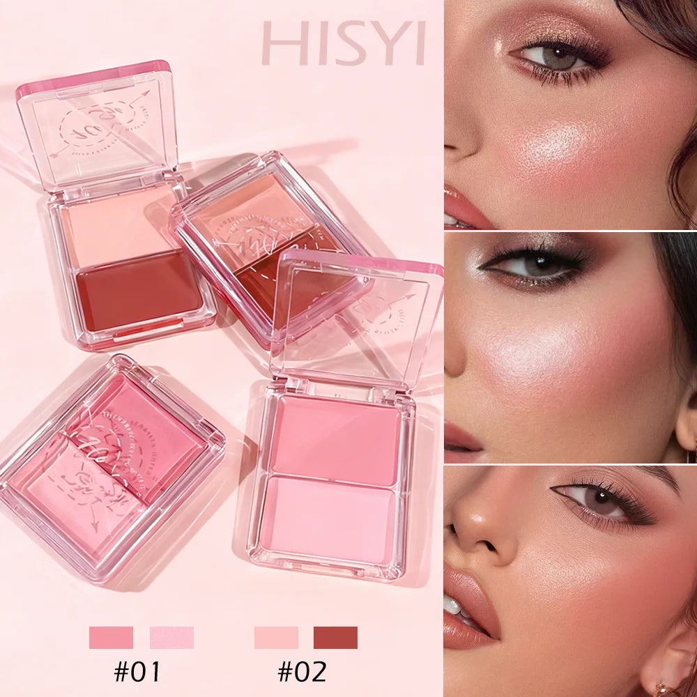 Dual Color Cream Blush & Highlighter Set, Buildable Pigment for Dewy Cheek & Face Glow