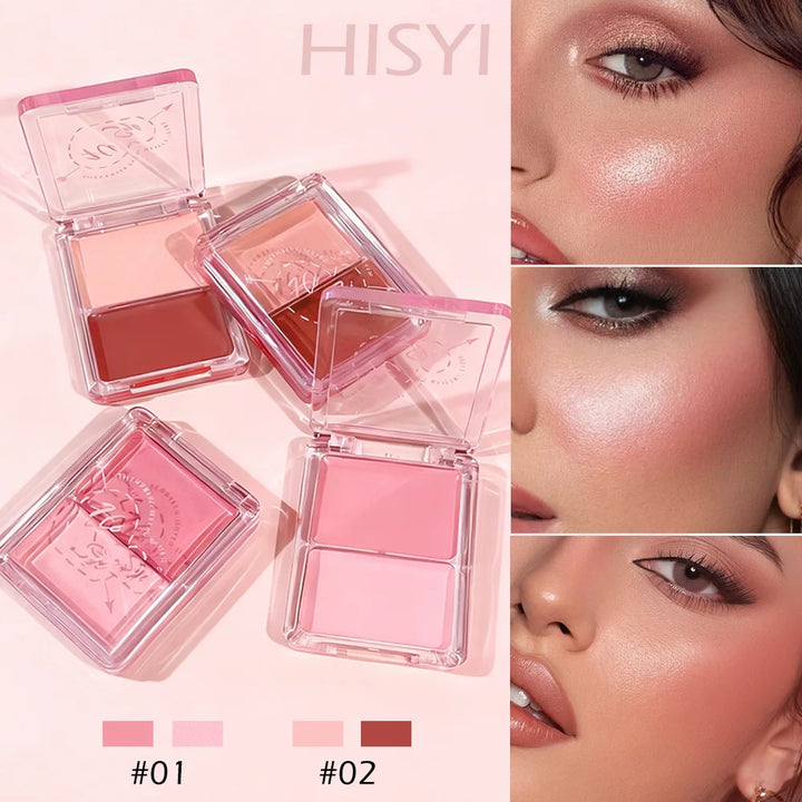 Dual Color Cream Blush & Highlighter Set, Buildable Pigment for Dewy Cheek & Face Glow