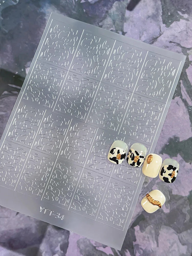 3D Checkered Transparent Spray-painted Nail Art Accessories Sticker French Line Heart-shaped Butterfly Nail Decorations Stickers