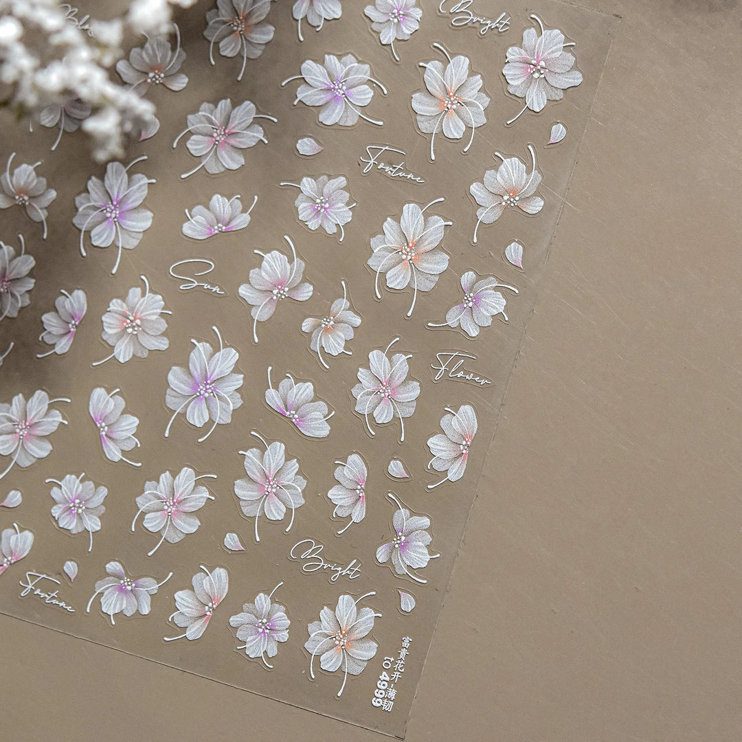 Lace Garden Bowknot Bow Tie Rose Flower Petal Pearl Irregular Border Self Adhesive 5D Nail Art Decoration Sticker Manicure Decal