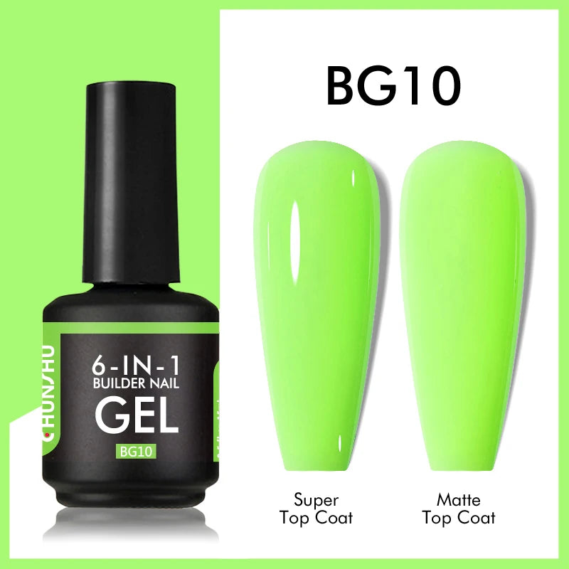 CHUNSHU 6 IN 1 Extension UV Gel Polish In A bottle Builder Nail Gel Rubber Base Coat Semi Permanent Nails Art Self-leveling 15ML