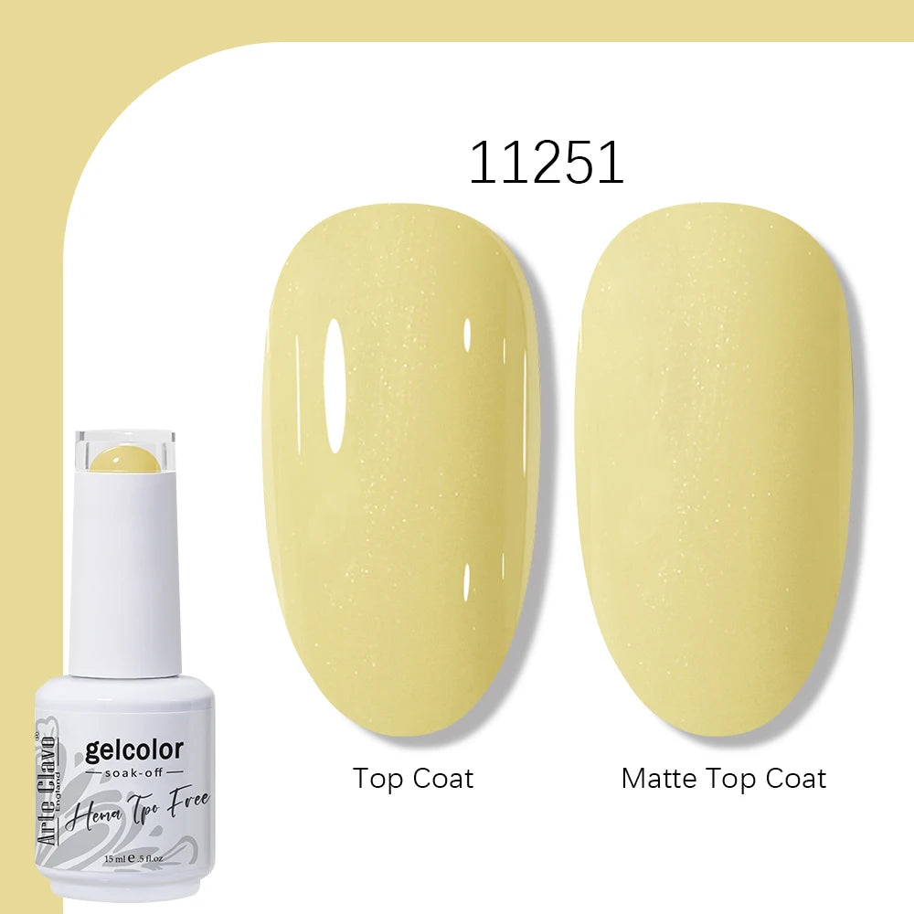 Arte Clavo Solid Color Gel Nail Polish 15ml Soak Off UV LED Gel Semi-Permanent Glitter Polish For Manicure Nail Art Salon Gel
