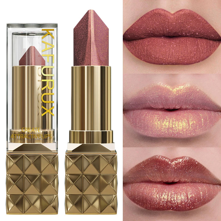 1PC Glitter Shiny Metallic Two Tone Lipstick Matte Pearlescent Lip Tint,Long Lasting Lip Senior Lip Makeup Gifts Lip Gloss Coste