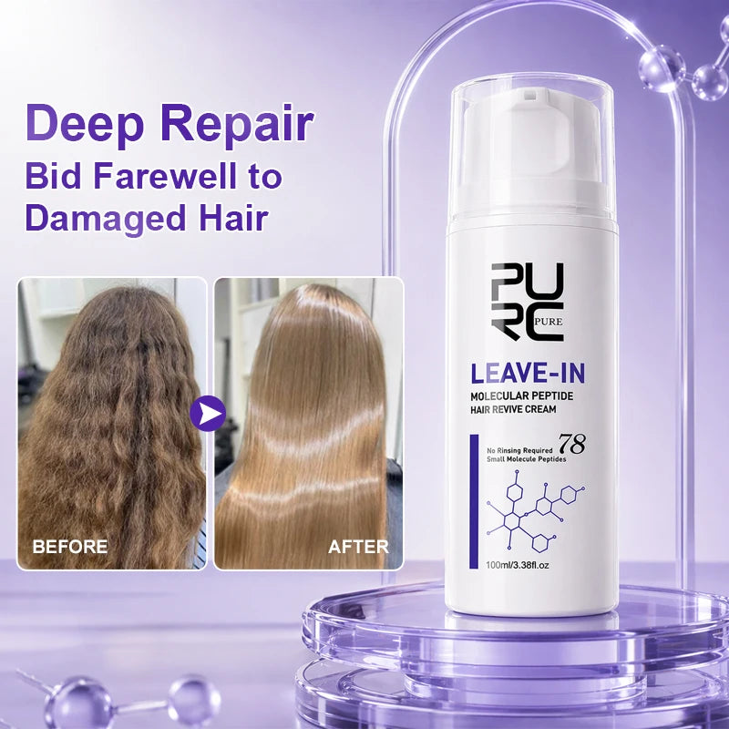 PURC Keratin Hair Treatment Leave-In Hair Mask Straightening Repair Damaged Frizz Smooth Shiny Hair Cream Hair Care Products