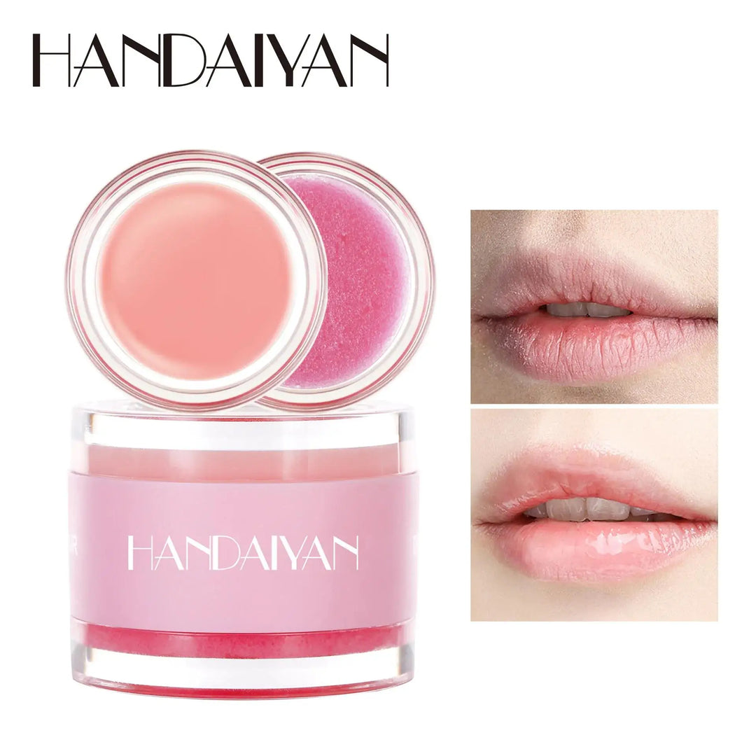 HANDAIYAN 2in1 Lip Scrub Balm Exfoliator Moisturizer Repair Mask Sugar Care Double Effected Hydrating Treatment