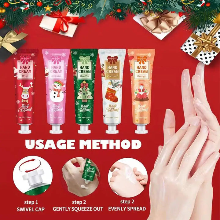 5Pcs/Box Christmas Hands Care Cream Set Deep Moisturizing Women Essential Hand Care Product For Autumn And Winter Gently Nouris