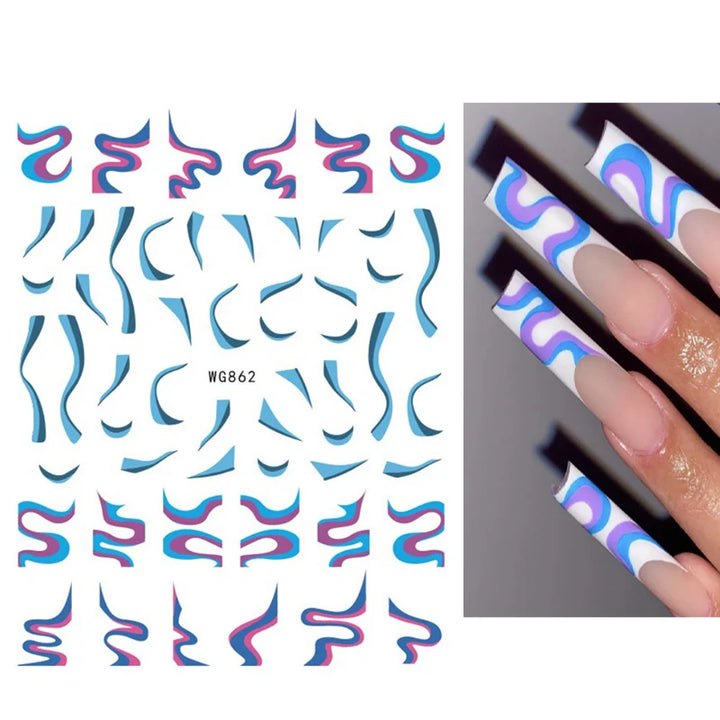 Nail Art Stickers Water Decals Eyes Stripe Nail Art Decorations for Manicure Accessories Press on Nails Foil Stickers and Decals