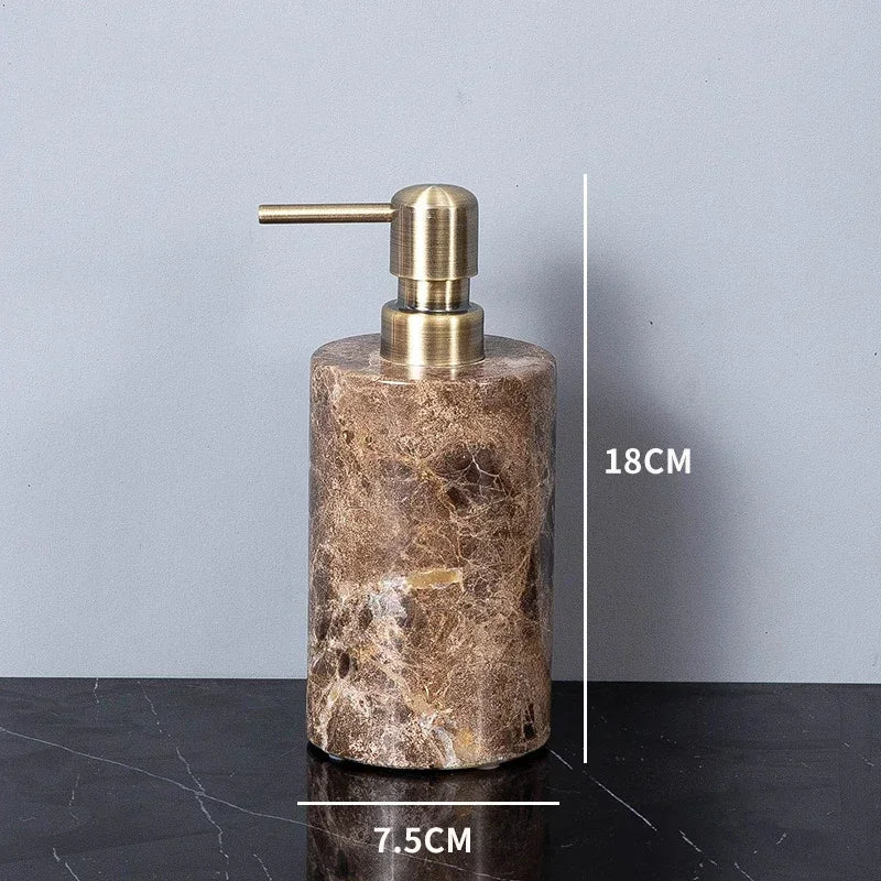 Emperador Dark Natural Marble Bathroom Set Brown Luxury Toothbrush Holder Soap Dish Soap Dispenser Bathroom Accessories