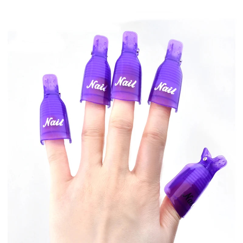 10Pcs Professional Plastic Pink/White Nail Art Soak Off Cap Clip 5*2cm*10Pcs UV Gel Polish Remover Wraps Remover Clips Cleaner