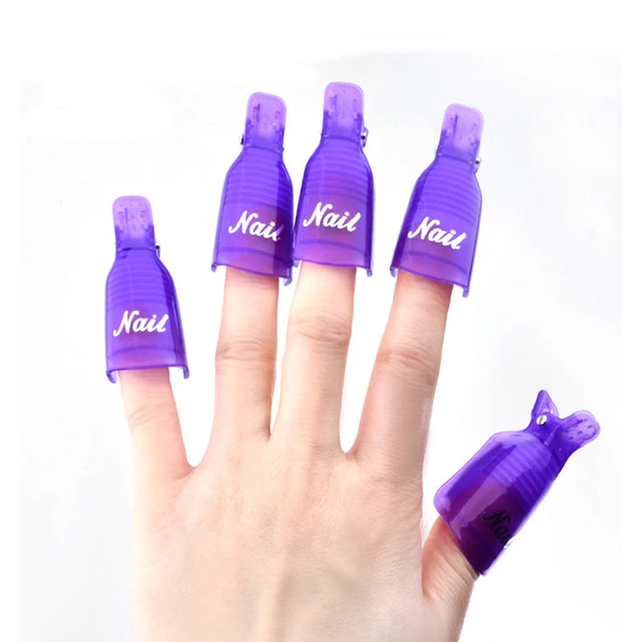 10Pcs Professional Plastic Pink/White Nail Art Soak Off Cap Clip 5*2cm*10Pcs UV Gel Polish Remover Wraps Remover Clips Cleaner