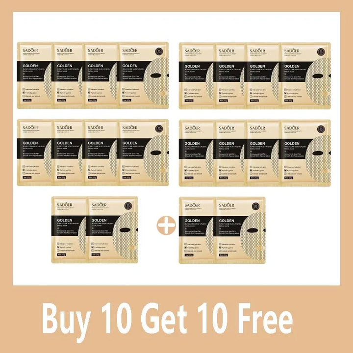20pcs SADOER 24K Gold Moisturizing Facial Masks skincare Firming Nourishing Smooth Skin Rejuvenation Face Mask Sheets Mask